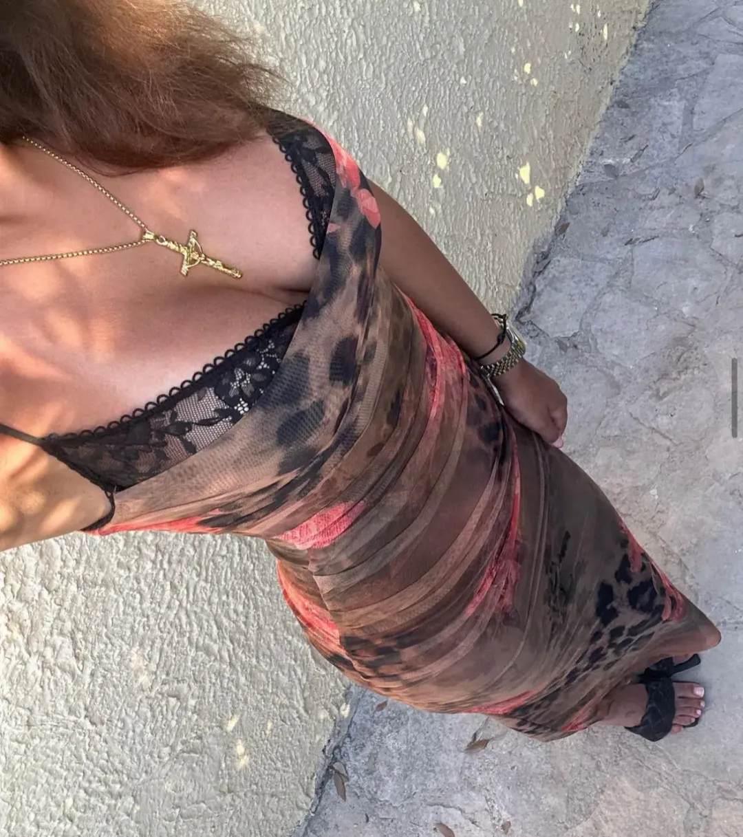 House of CB Nalini Printed Floral and Leopard Print Midi Dress Print Size S/Au 8 for rent on The Volte - main image