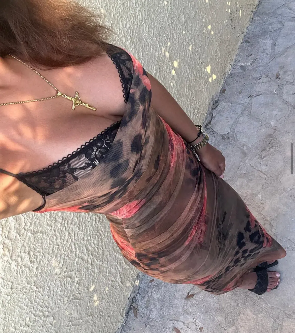 House of CB Nalini Printed Floral and Leopard Print Midi Dress Print Size S/Au 8 - Image 3