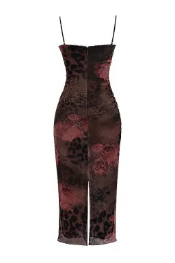 House of CB Nalini Printed Floral and Leopard Print Midi Dress Print Size S/Au 8 for rent on The Volte - image 7