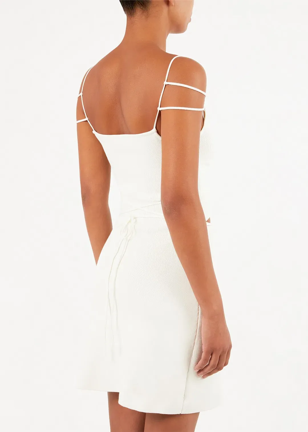 Mach & Mach Ivory Matilde Mini Dress Ivory for rent on The Volte - main image