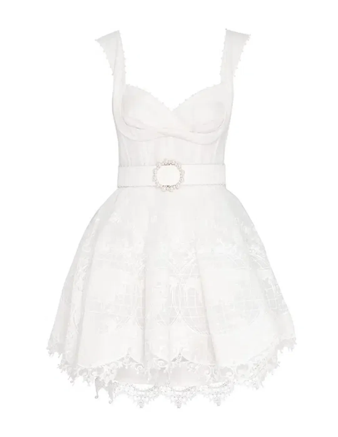 Zimmermann High Tide Embroidered Mini Dress Ivory Size 1 / Au 10 for rent on The Volte - main image