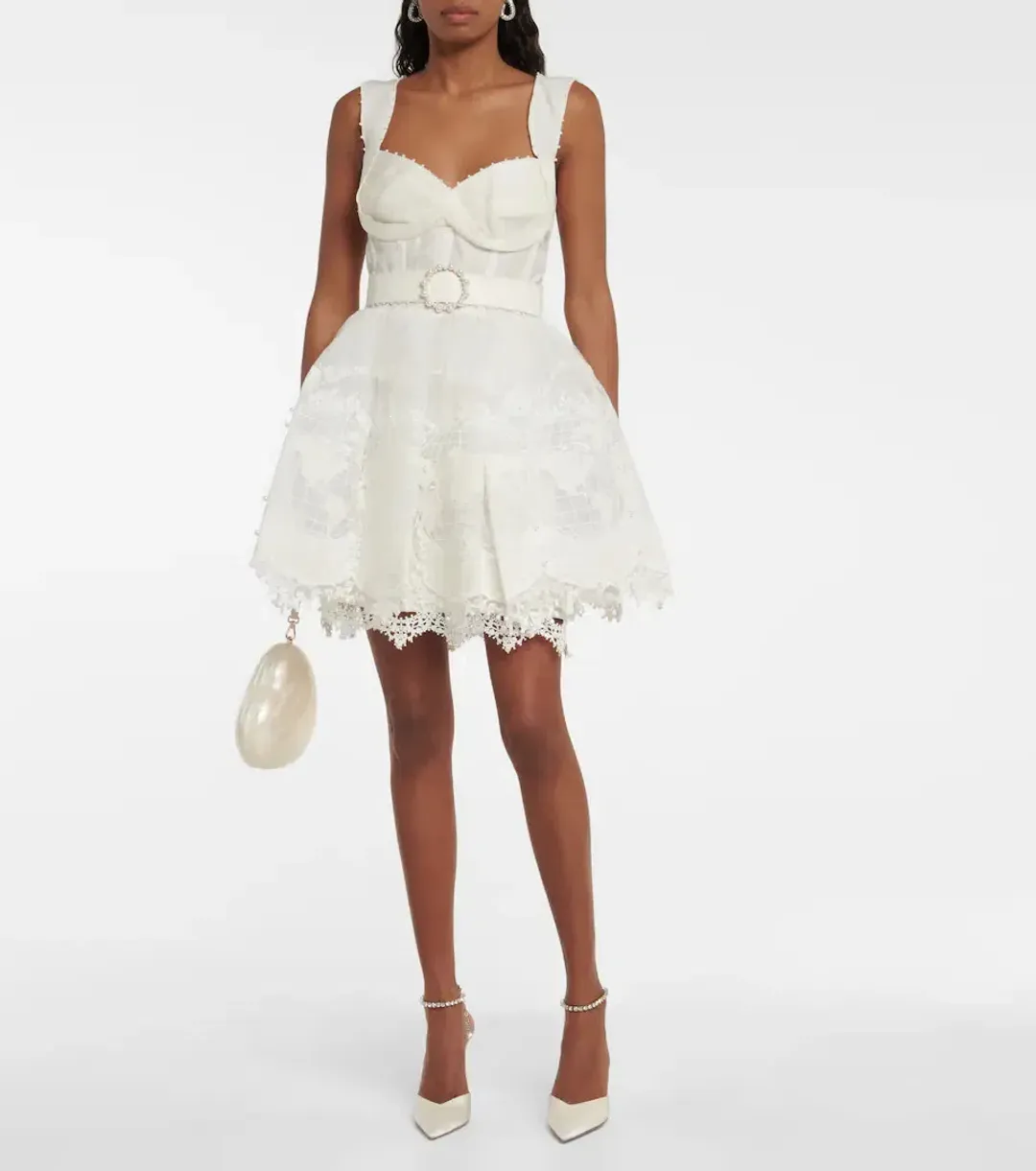 Zimmermann High Tide Embroidered Mini Dress Ivory Size 1 / Au 10 for rent on The Volte - main image