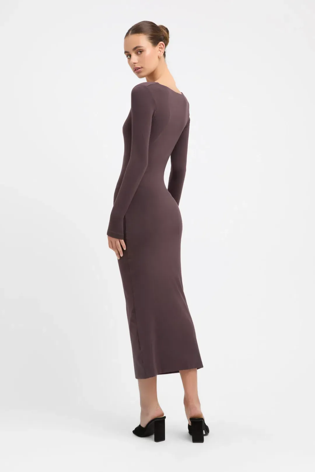 Kookai Phoebe Midi Dress Dark Mocha Size 2/Au 12 for rent on The Volte - main image