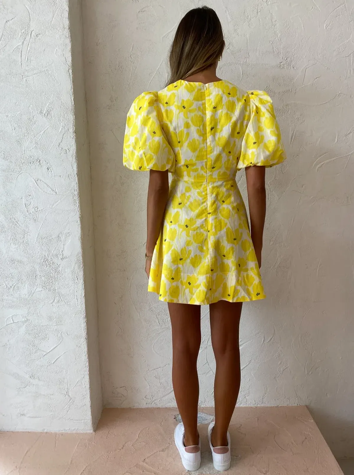 By Nicola Dahlia Ring Detail Mini Dress in Canary Blossom Size 8 - Image 3