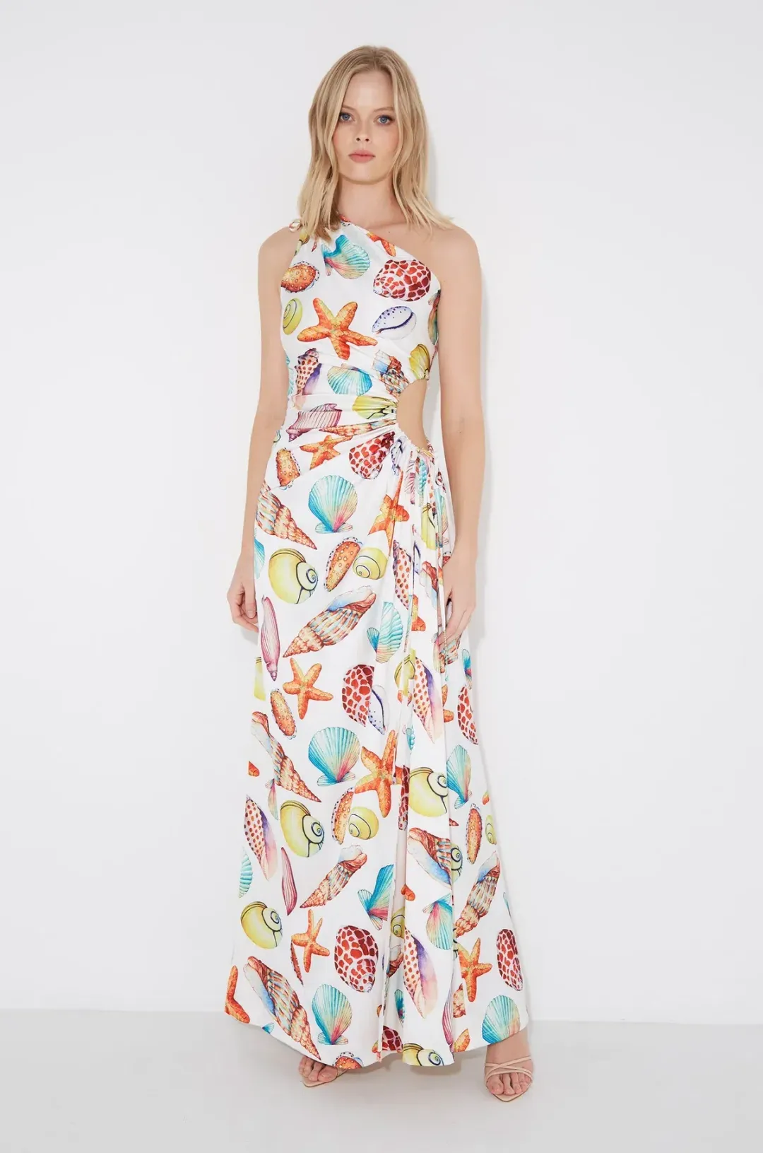 Sonya Moda Nour De La Mer Sea Shell Split Leg Maxi Dress Print Size 6 for rent on The Volte - main image