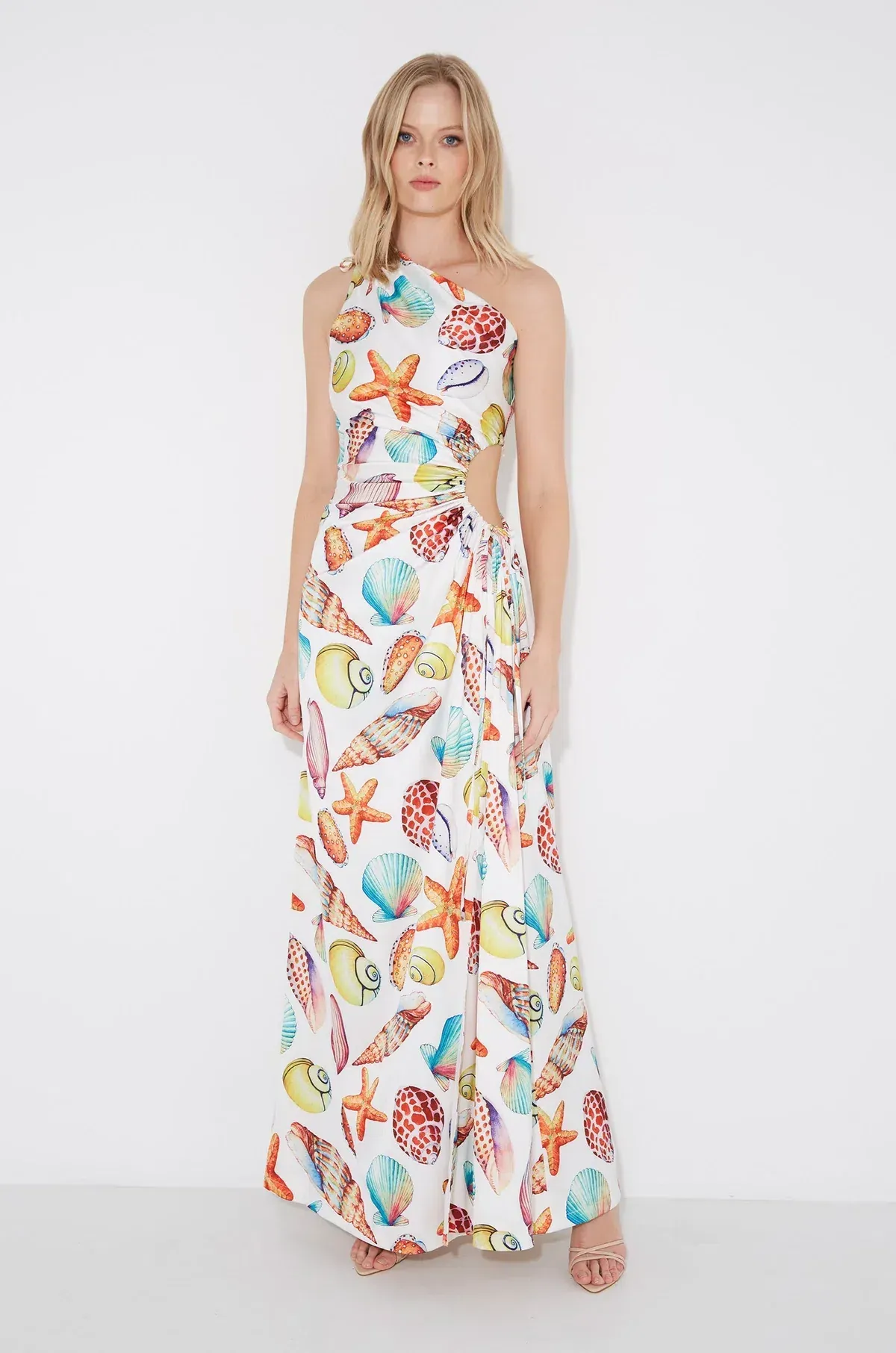Sonya Moda Nour De La Mer Sea Shell Split Leg Maxi Dress Print Size 6 for rent on The Volte - main image