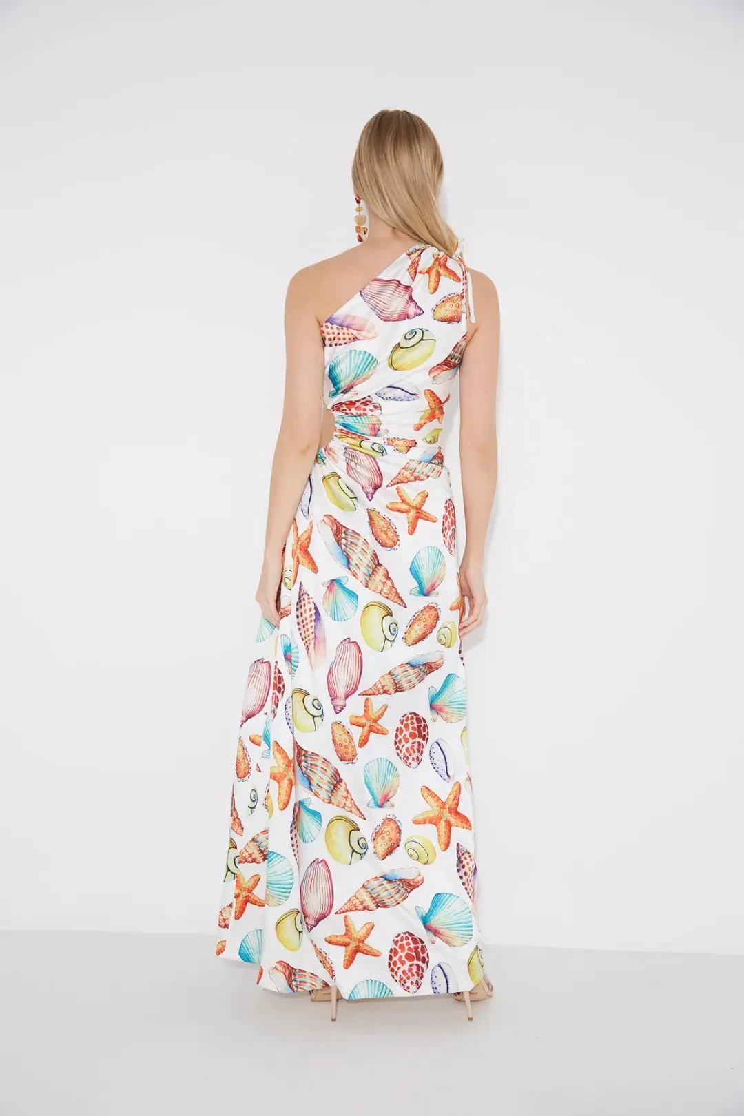 Sonya Moda Nour De La Mer Sea Shell Split Leg Maxi Dress Print Size 6 for rent on The Volte - main image