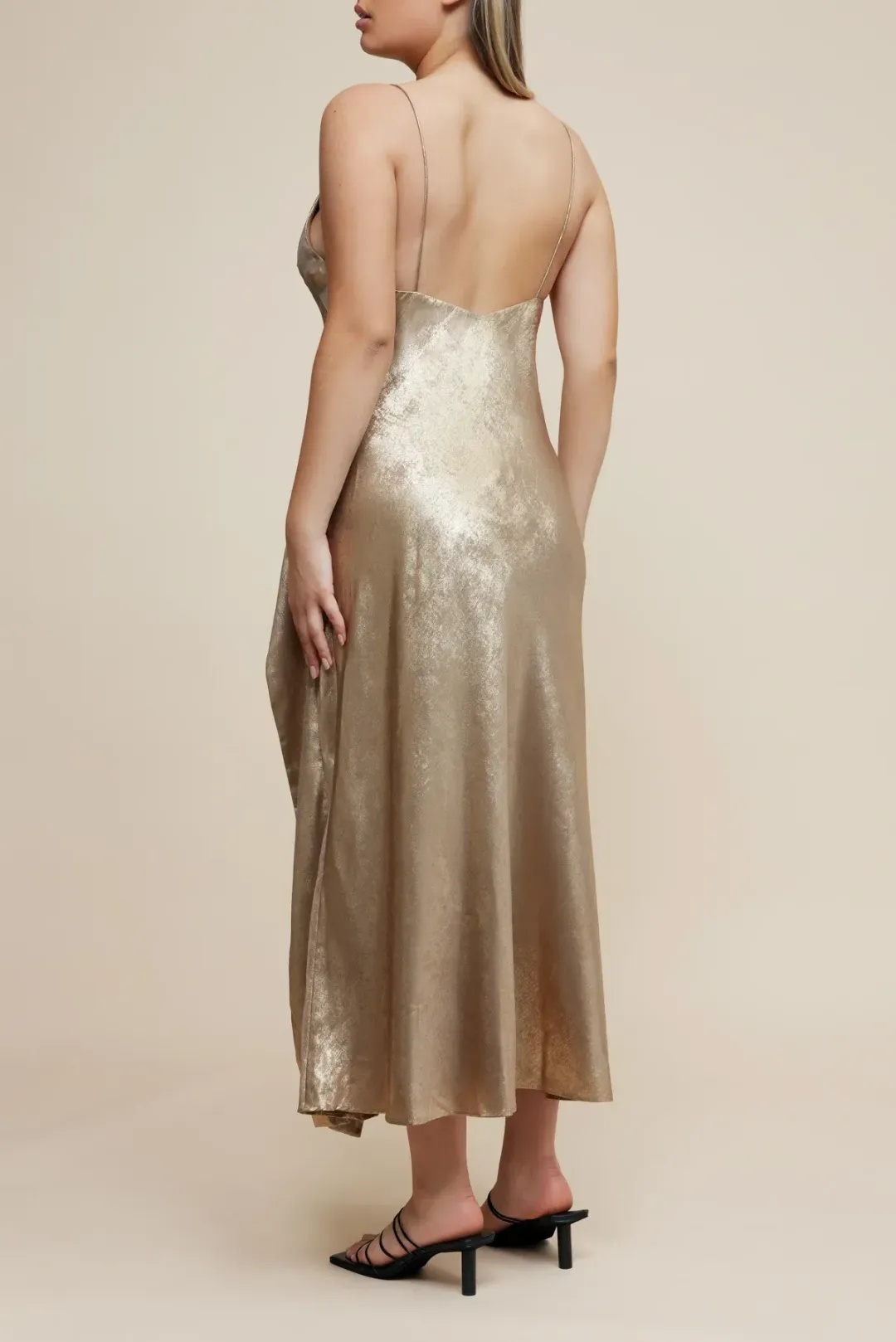 Acler Queensbridge Midi Dress Gold Size 14 for rent on The Volte - main image