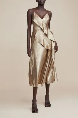 Acler Queensbridge Midi Dress Gold Size 14 for rent on The Volte - image 4