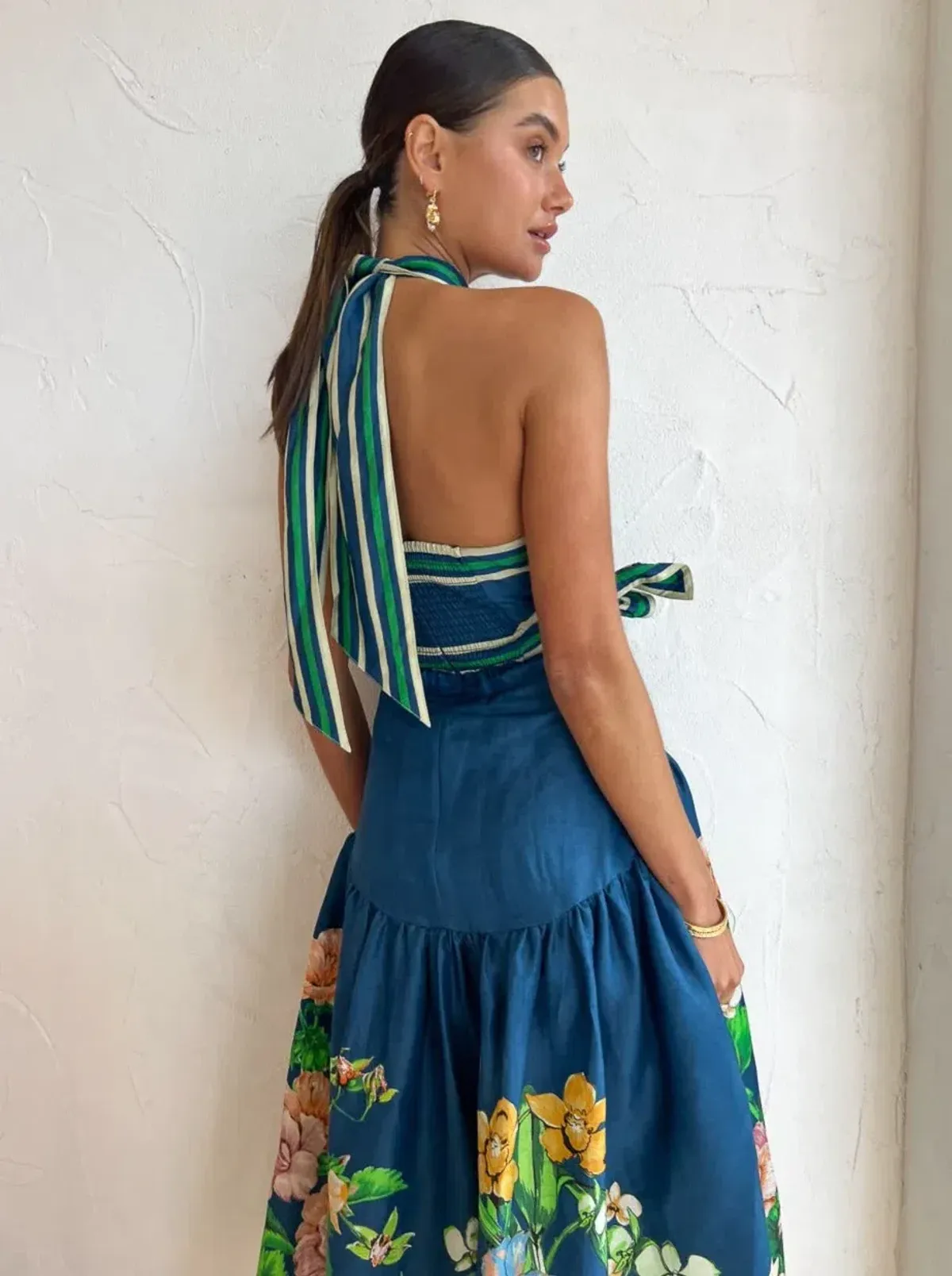 Alemais Lyla Halter Midi Dress in Royal Blue Cutout Size AU 12 - Image 4