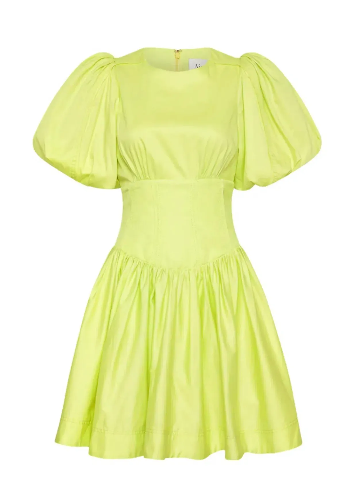 AJE Gianna Puff Sleeve Mini Dress Light Lemon Size 8 - Image 4