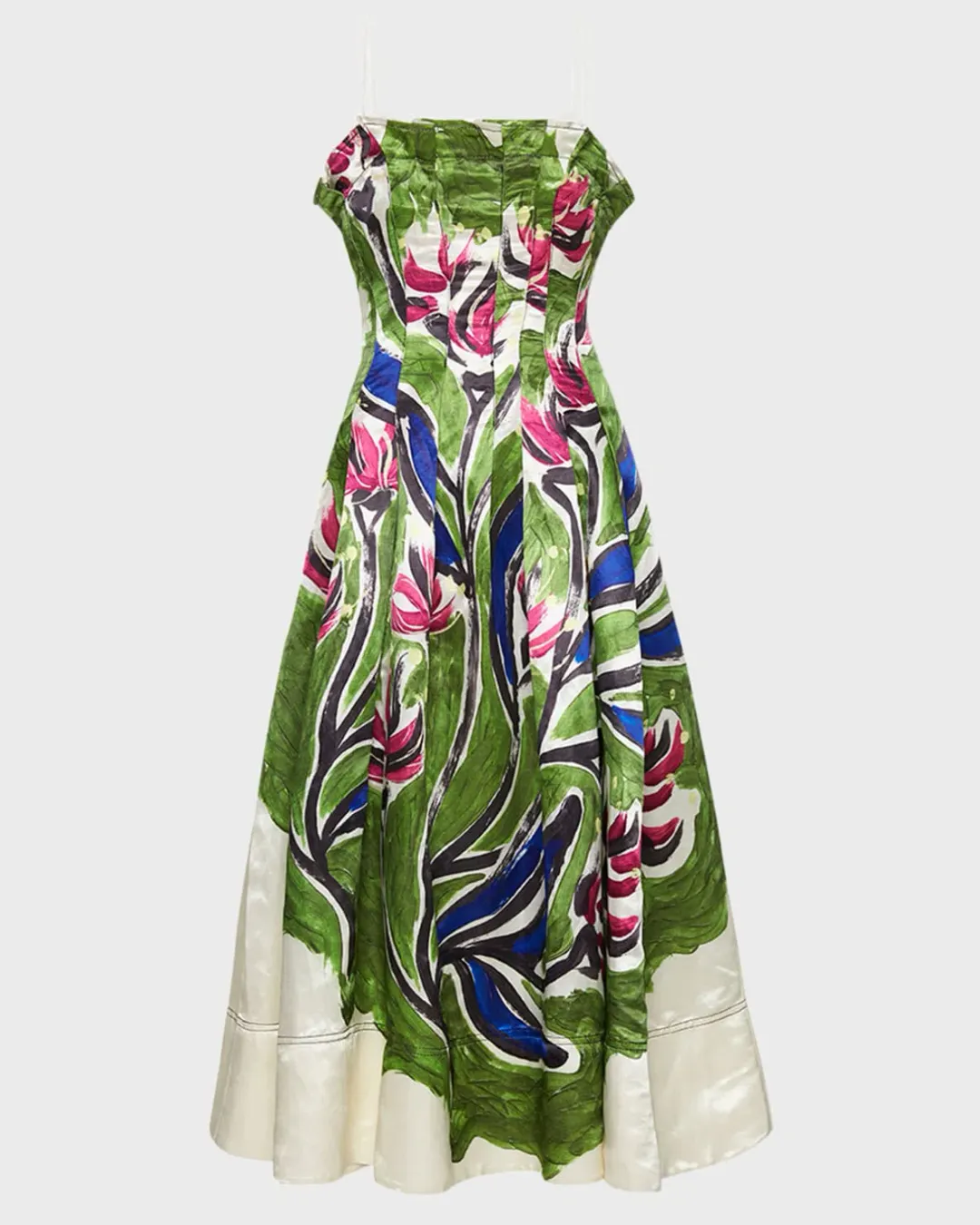 Aje Paradiso Cinched Midi Dress Native Gumnut Floral Size 8 for rent on The Volte - main image