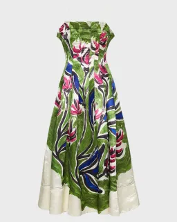 Aje Paradiso Cinched Midi Dress Native Gumnut Floral Size 8 for rent on The Volte - image 3