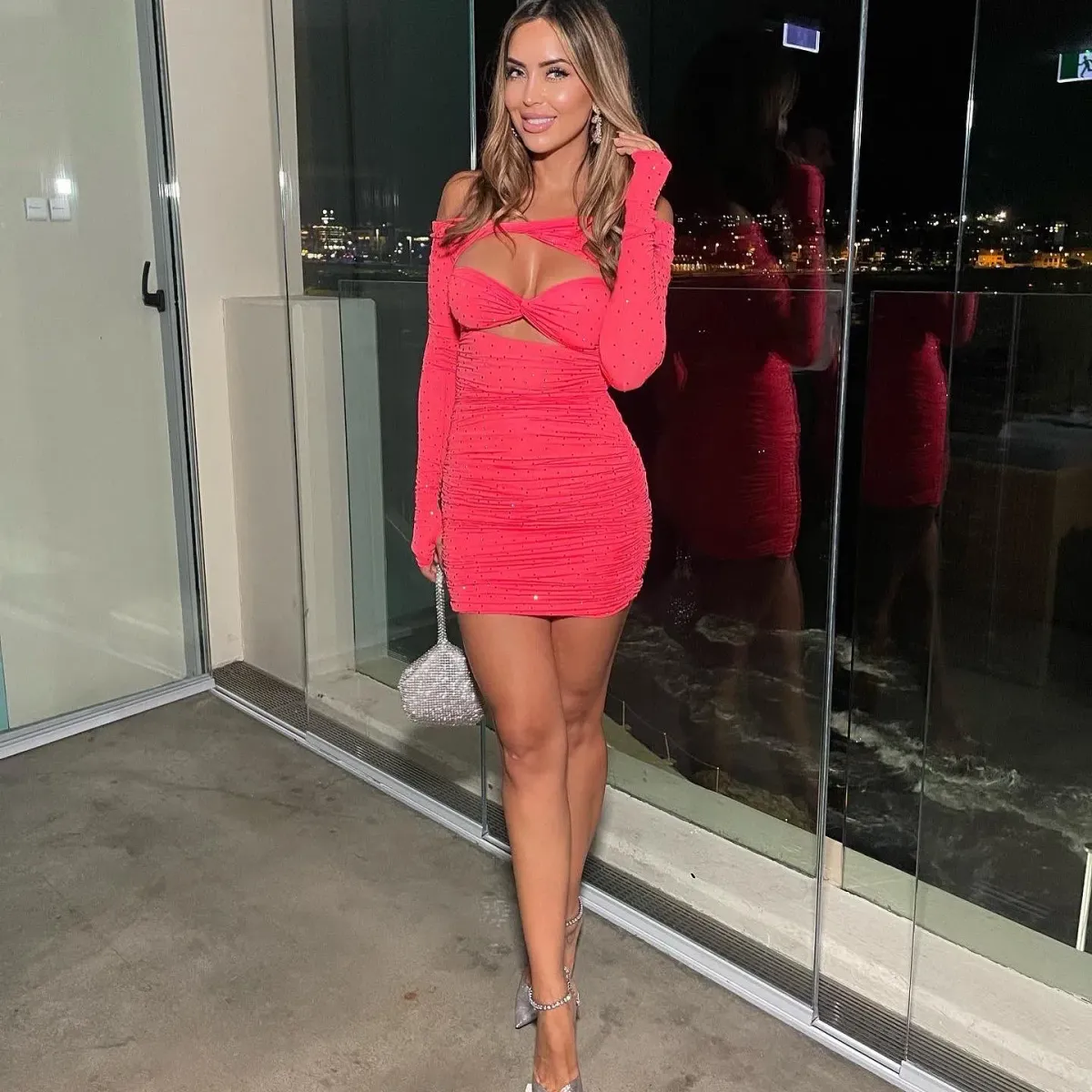 Alex Perry Tinley Strawberry Crystal Mini Dress Pink Size 8 - Image 1