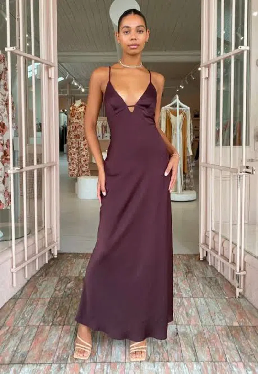 Manning Cartell Time To Shine Slip Dress In Truffle Brown Size AU 6 for rent on The Volte - main image