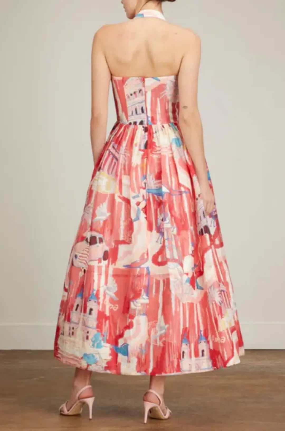 Leo Lin Ana Halterneck Midi Dress in Roma Print Size 10 for rent on The Volte - main image
