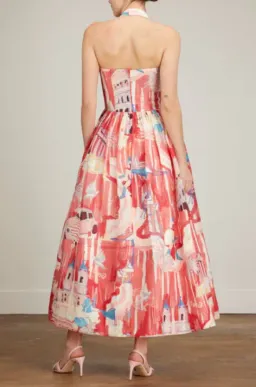 Leo Lin Ana Halterneck Midi Dress in Roma Print Size 10 for rent on The Volte - image 3
