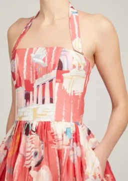 Leo Lin Ana Halterneck Midi Dress in Roma Print Size 10 for rent on The Volte - image 4