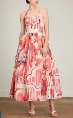 Leo Lin Ana Halterneck Midi Dress in Roma Print Size 10 for rent on The Volte - image 2