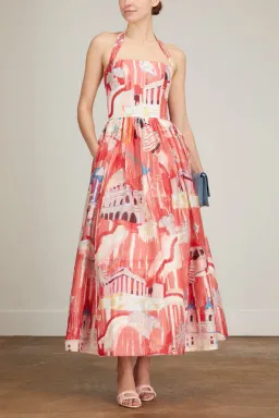 Leo Lin Ana Halterneck Midi Dress in Roma Print Size 10 for rent on The Volte - image 1