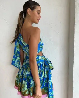 Alemais Winnie Mini Dress Blue Print Size 6 for rent on The Volte - image 6