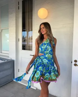 Alemais Winnie Mini Dress Blue Print Size 6 for rent on The Volte - image 1