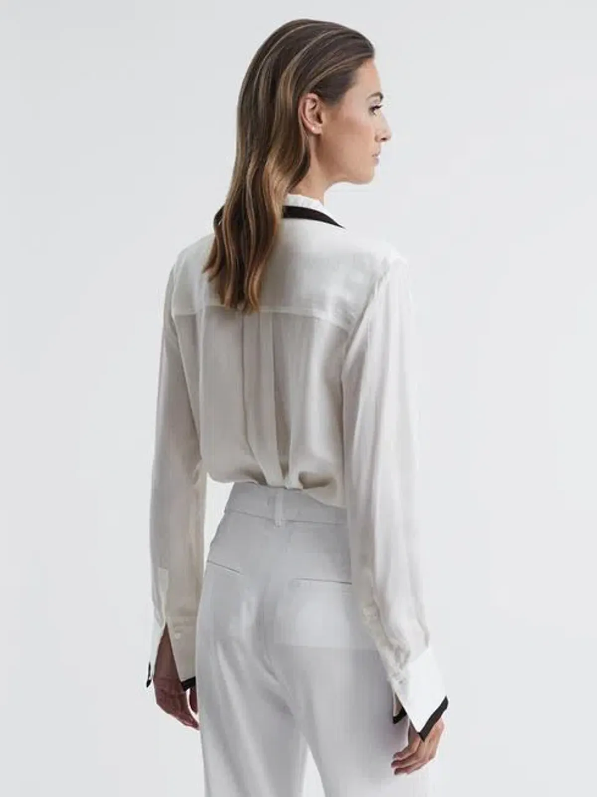 Reiss Calli Tuxedo Blouse In Ivory In Size 10 - Image 4