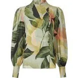 Ted Baker Emilee Leaf Print Top in Green in Size 2/AU 10 for rent on The Volte - image 3