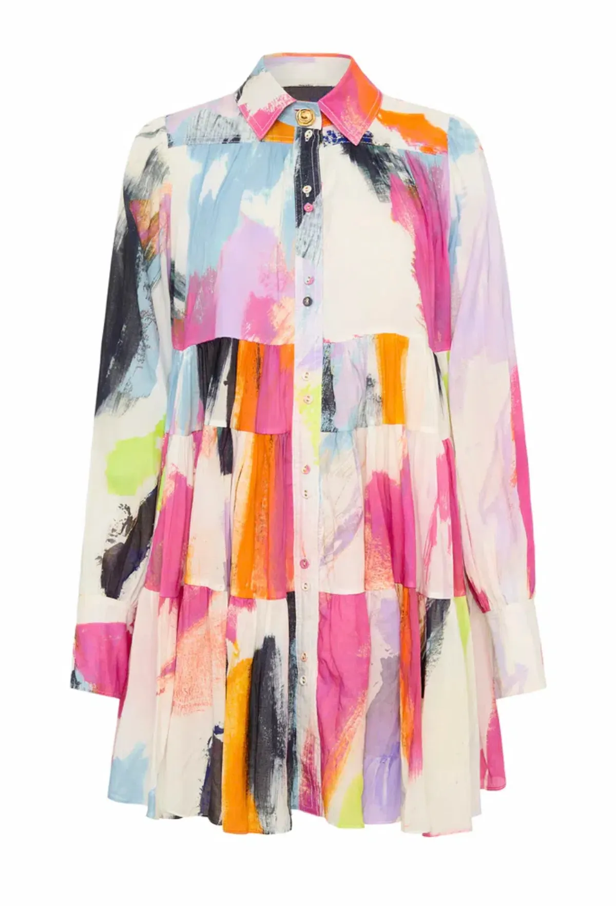 Aje Vie Multi Coloured Smock Mini Dress Multi Size 10 - Image 5