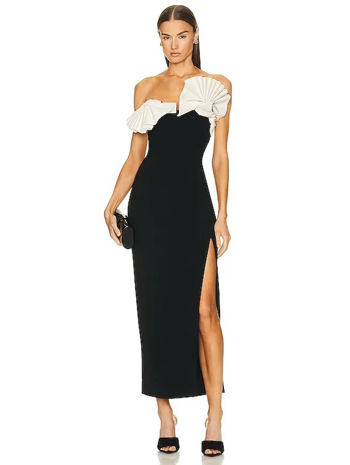 Rachel Gilbert Lavina Midi Dress In Black/White Size 8 - Image 1