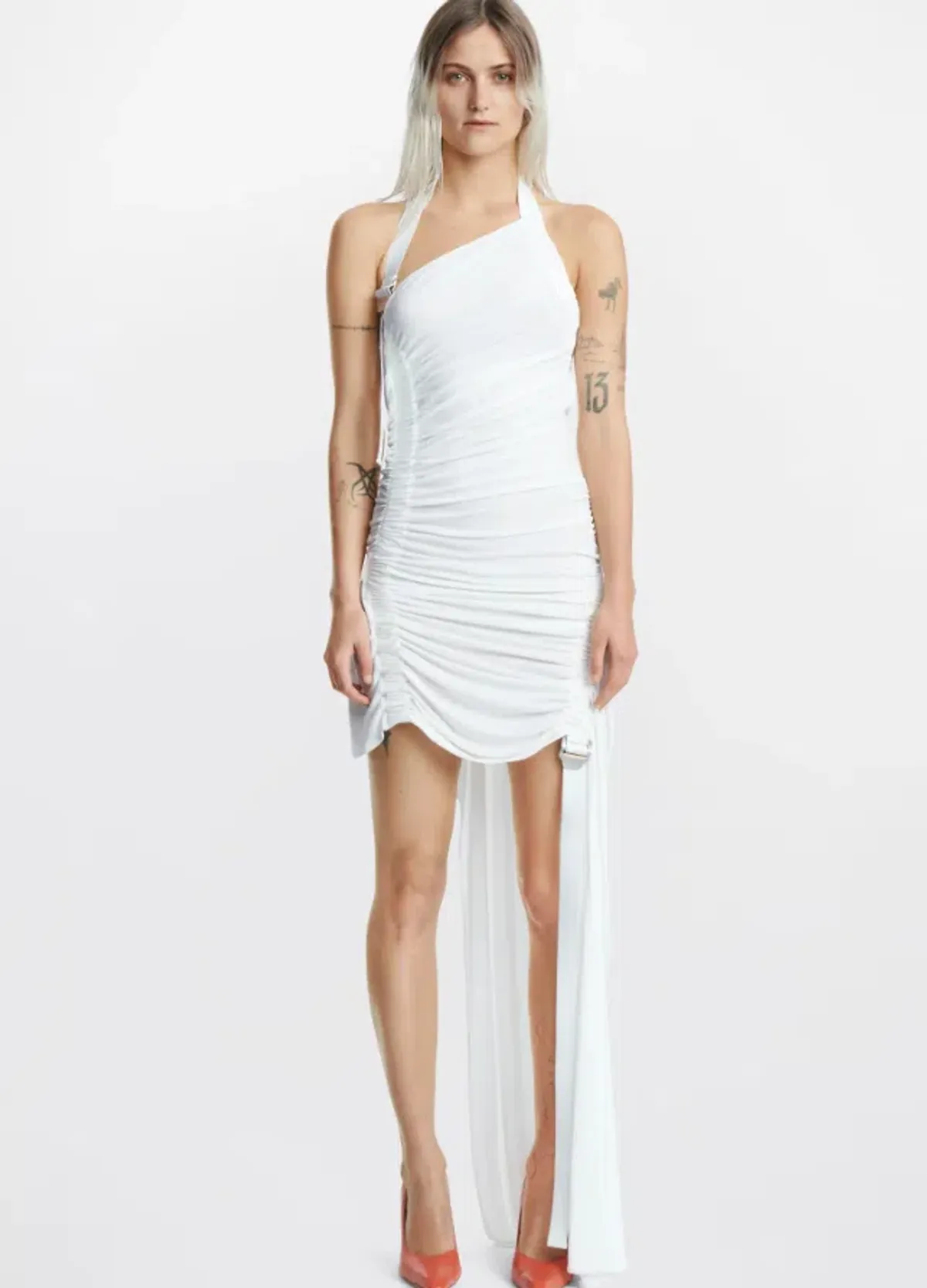 Dion Lee Safety Slider Gathered Dress Ivory Size 6 - Image 2