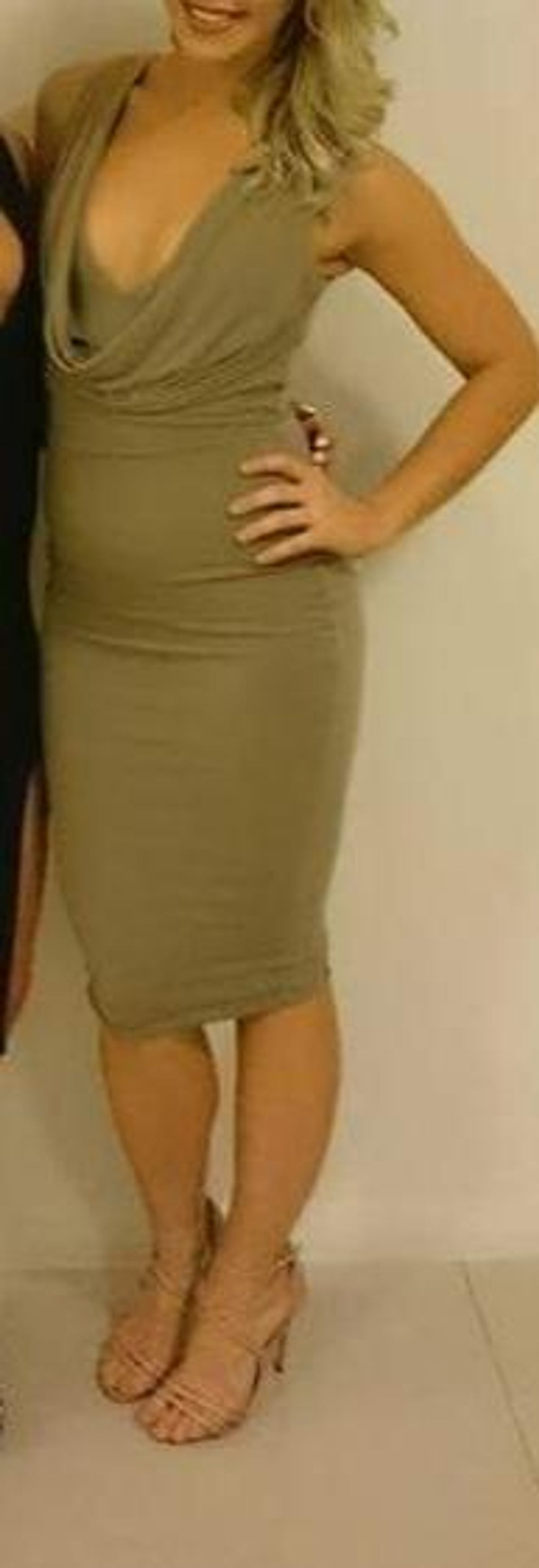 Nookie Entice Midi Dress Khaki Size 10 - Image 3