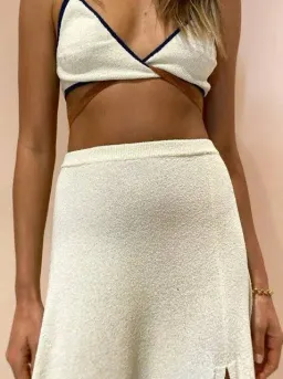 Bec & Bridge Enzo Knit Twist Top and Skirt Cream Size AU 6 for rent on The Volte - image 3