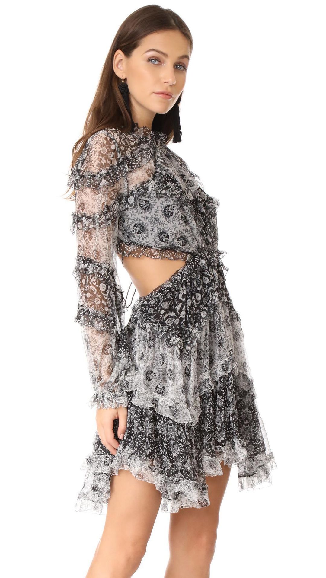 Zimmermann Divinity Ruffle Mini Dress Spliced Size 6 for rent on The Volte - main image