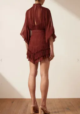 Shona Joy Safira Long Sleeve Mini Dress Sangria Size 8 for rent on The Volte - image 3