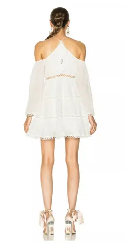 Zimmermann Jasper Dot Floating Cold Shoulder Mini Dress White Size 6 for rent on The Volte - image 3