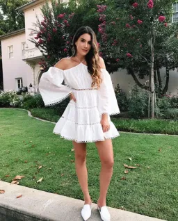 Zimmermann Jasper Dot Floating Cold Shoulder Mini Dress White Size 6 for rent on The Volte - image 4