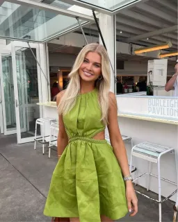 Aje Voyage Braided Cut Out Mini Dress Green Size 6 / XS for rent on The Volte - image 1