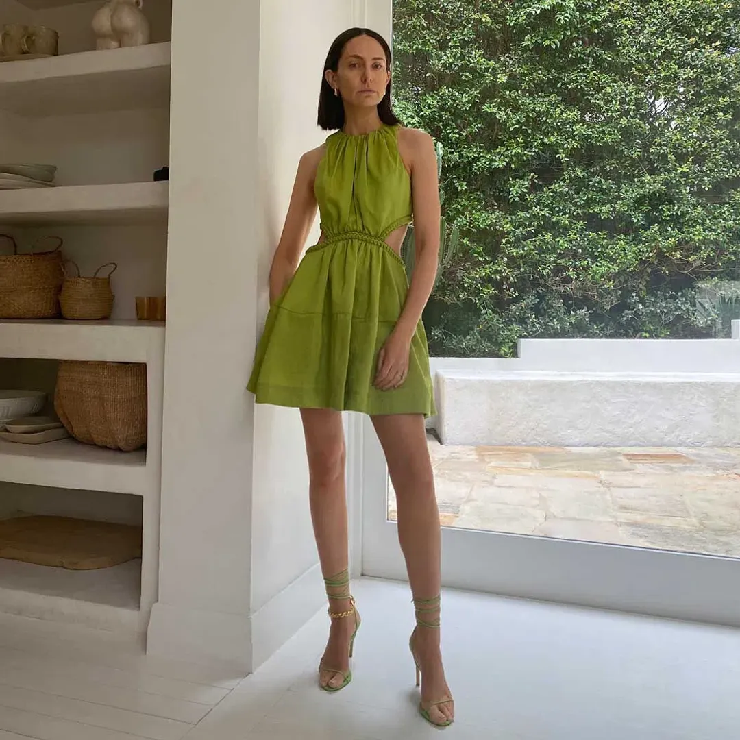 Aje Voyage Braided Cut Out Mini Dress Green Size 6 / XS for rent on The Volte - main image