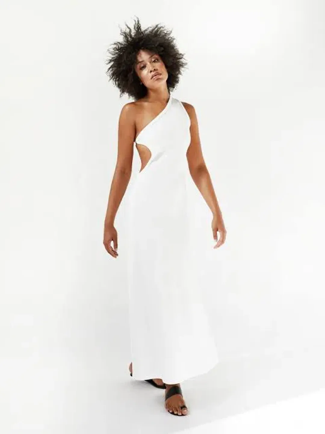 Christopher Esber Ribbed One Shoulder Dress White Size 6 for rent on The Volte - main image