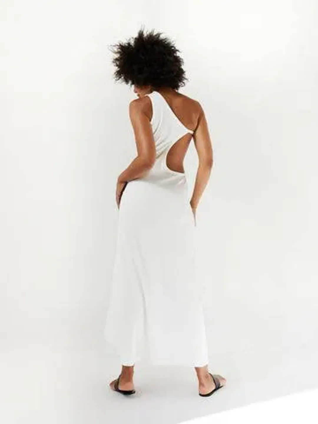 Christopher Esber Ribbed One Shoulder Dress White Size 6 for rent on The Volte - main image