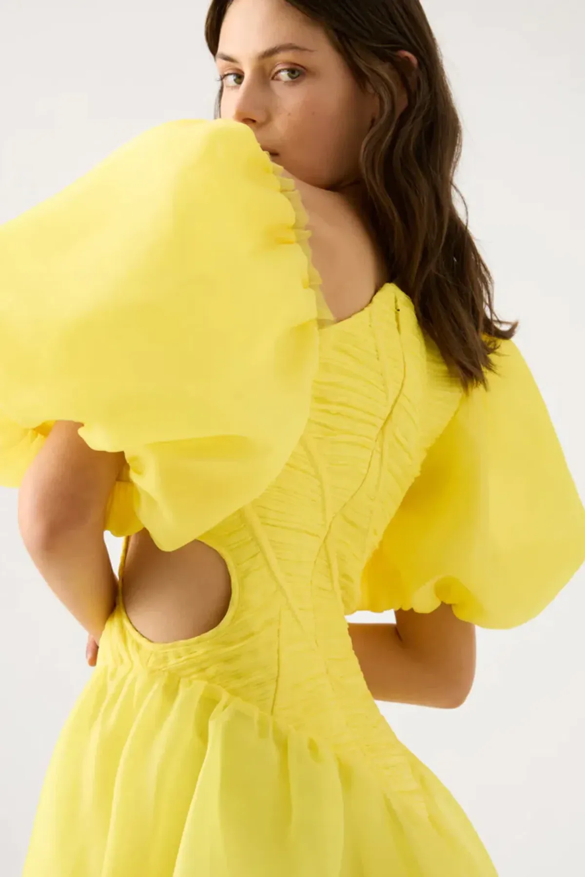 Aje Dawn Ruched Mini Dress Yellow Size 6 / XS - Image 2