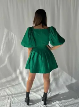 AJE Dusk Knot Puff Sleeve Mini Dress Emerald Size 6 for rent on The Volte - image 4