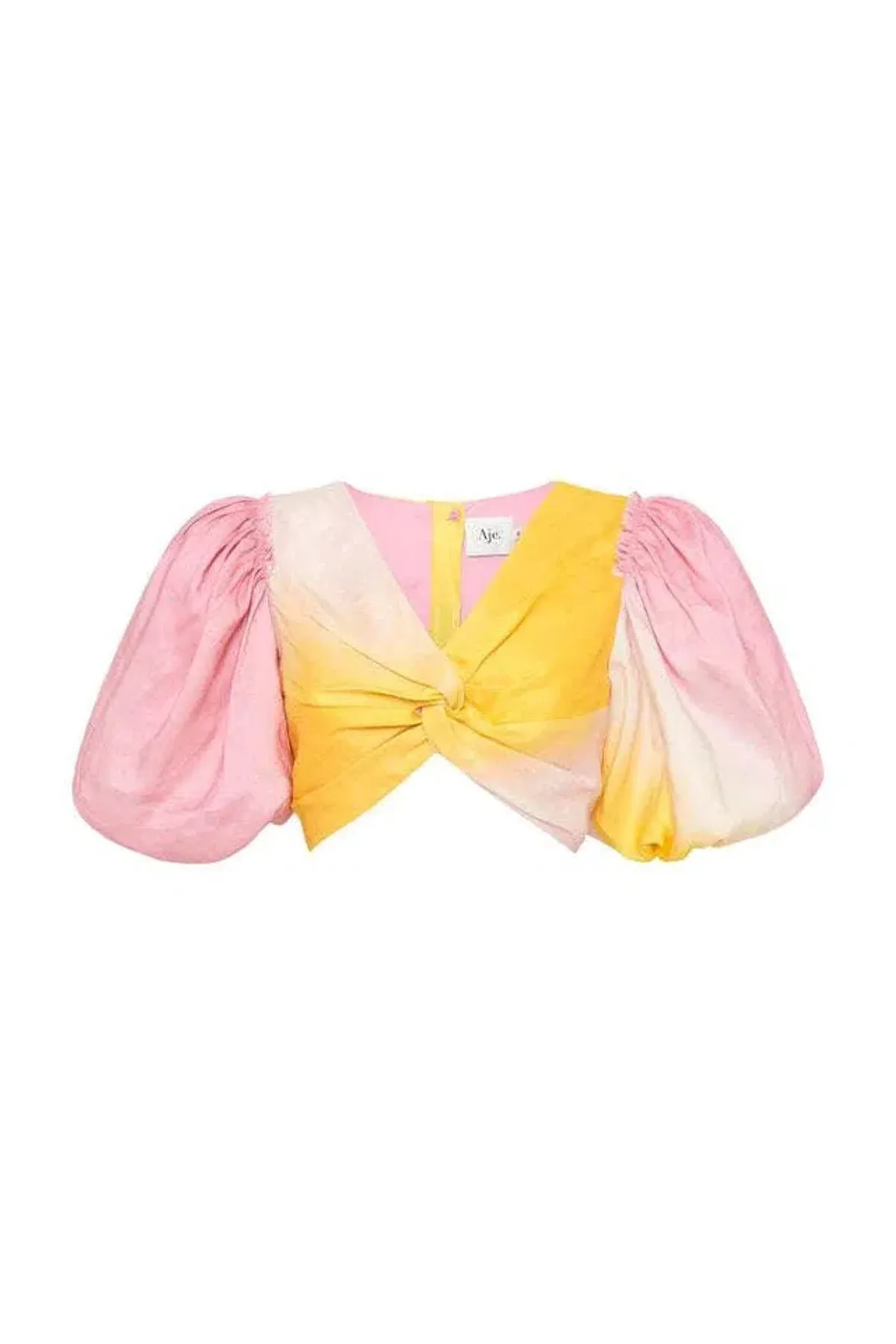 Aje Cloud Burst Puff Sleeve Cropped Top Tie Dye Pink Size 12 - Image 5