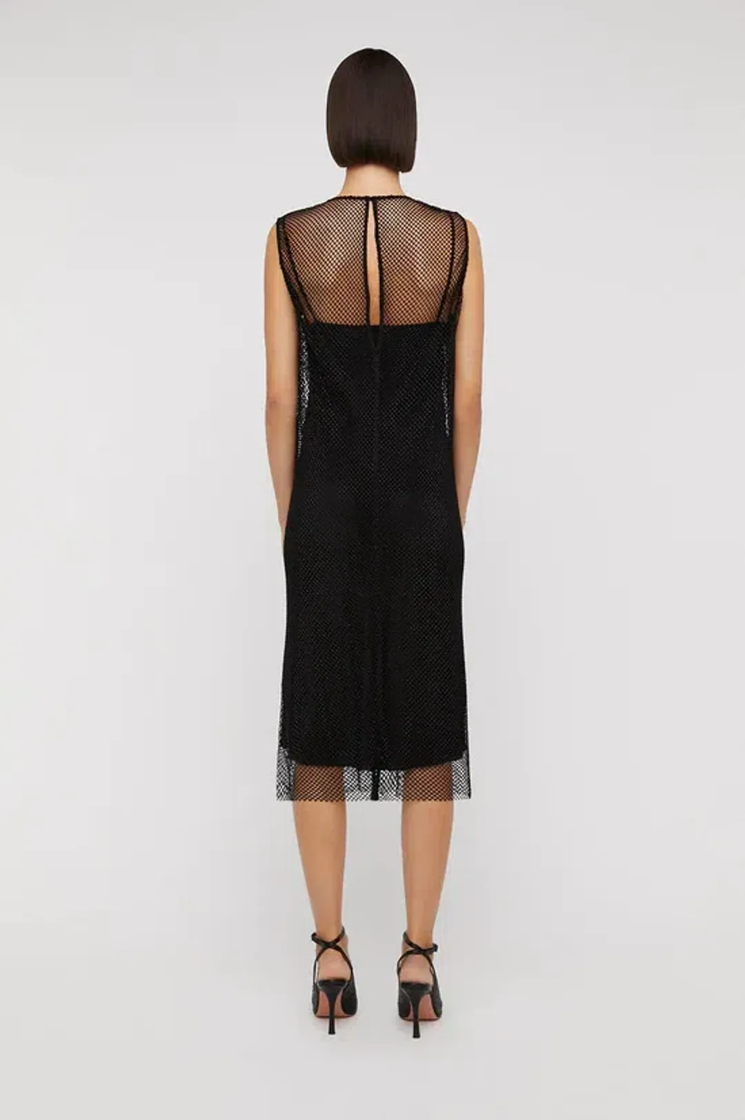 Scanlan Theodore Diamante Mesh Dress Black Size AU 6 for rent on The Volte - main image