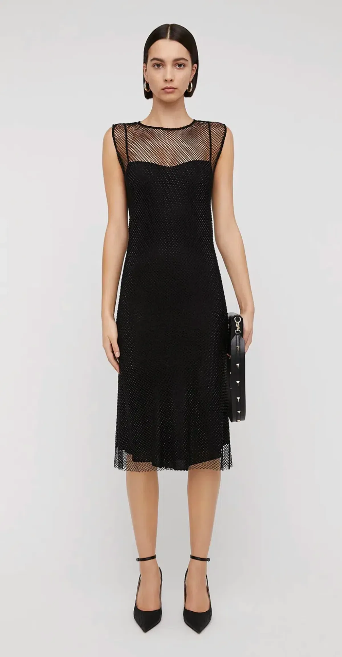 Scanlan Theodore Diamante Mesh Dress Black Size AU 6 for rent on The Volte - main image