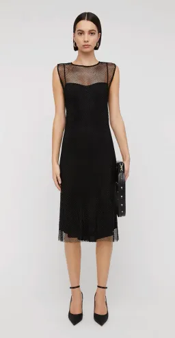 Scanlan Theodore Diamante Mesh Dress Black Size AU 6 for rent on The Volte - image 1