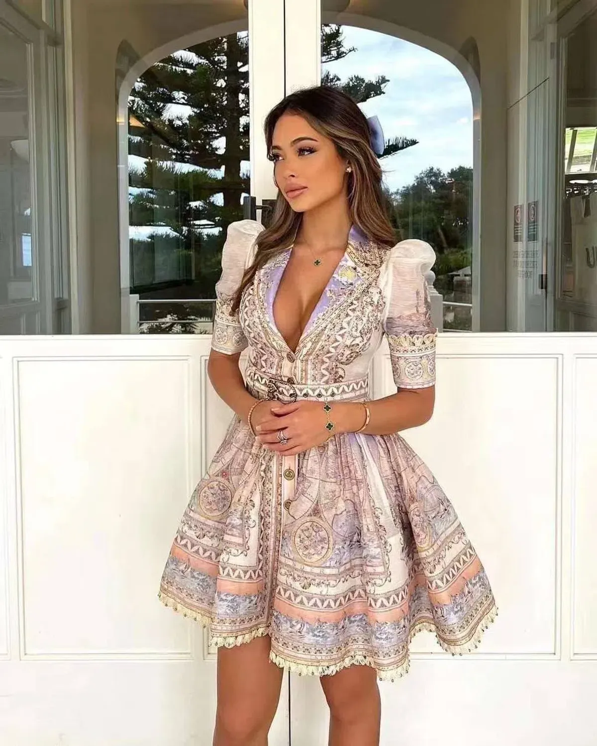 Zimmermann The High Tide Mini Shirt Dress in Odyssey Print Size 0 / AU 6 - Image 1