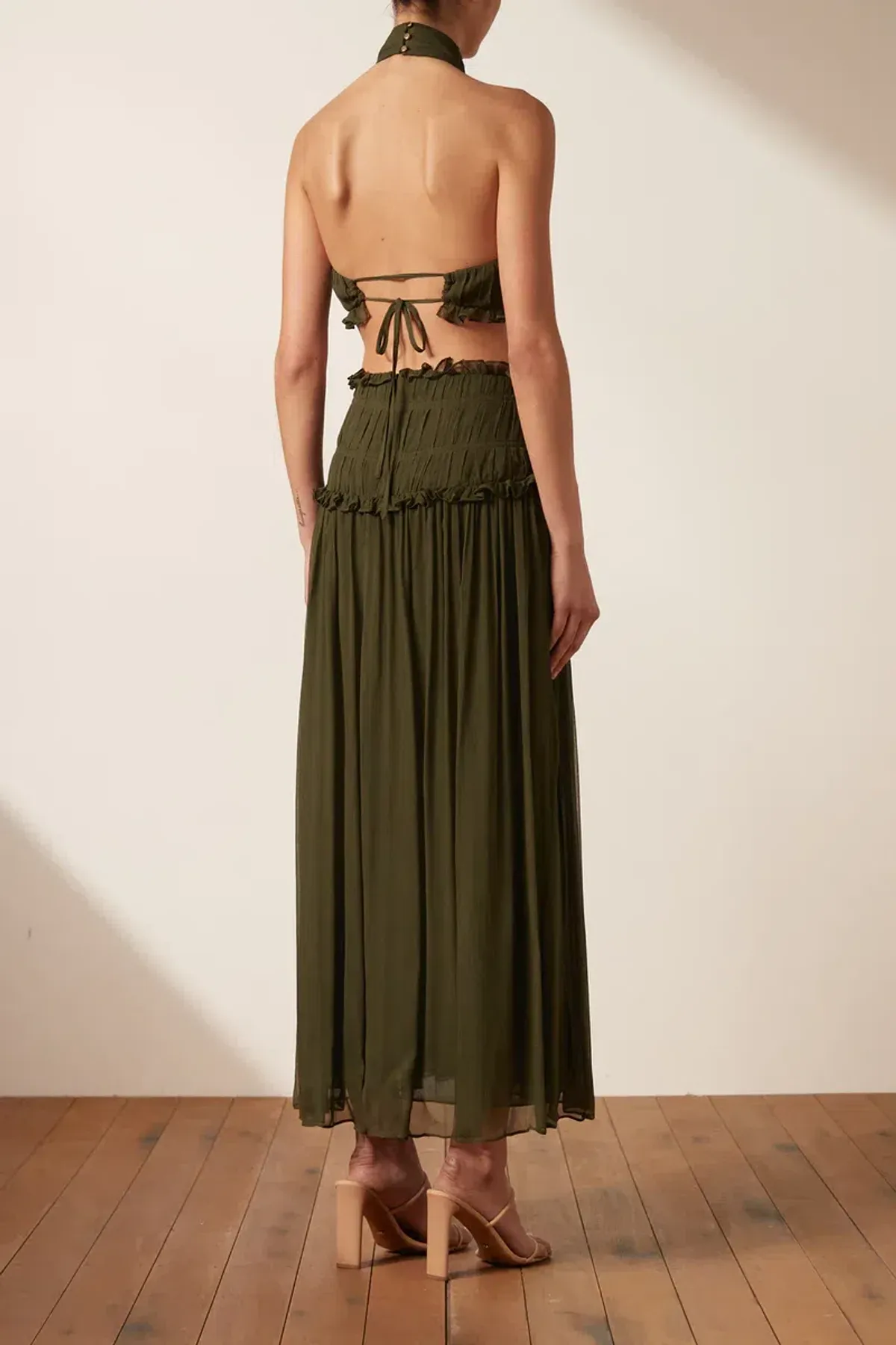 Shona Joy Safira High Neck Cut Out Midi Dress Green Size 10 - Image 3