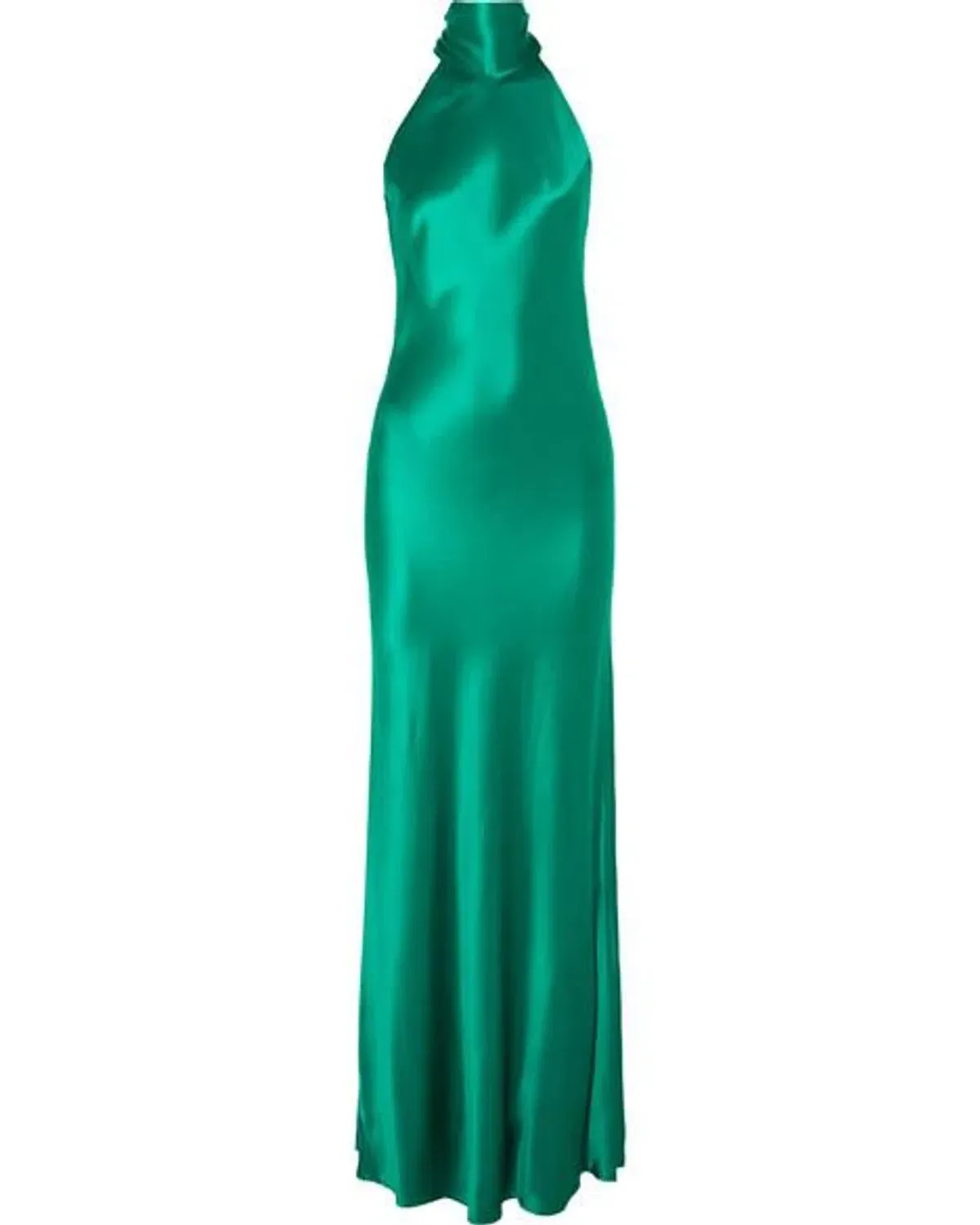 Galvan London Sienna Silk Satin Halter Neck Gown Emerald Green Size 8 - Image 5